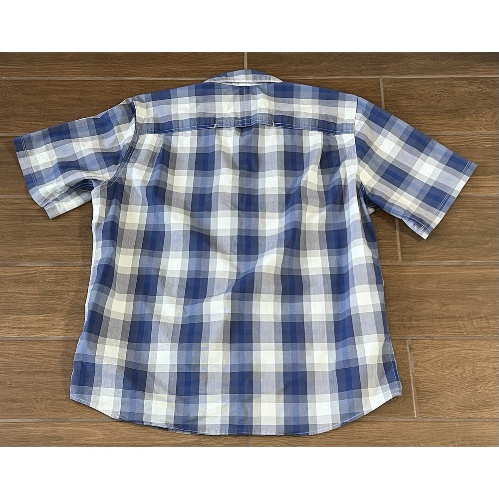 Wrangler Men's ATG Short Sleeve Button Up Shirt Blue Plaid Sz XL Outdoors Work - Picture 5 of 6